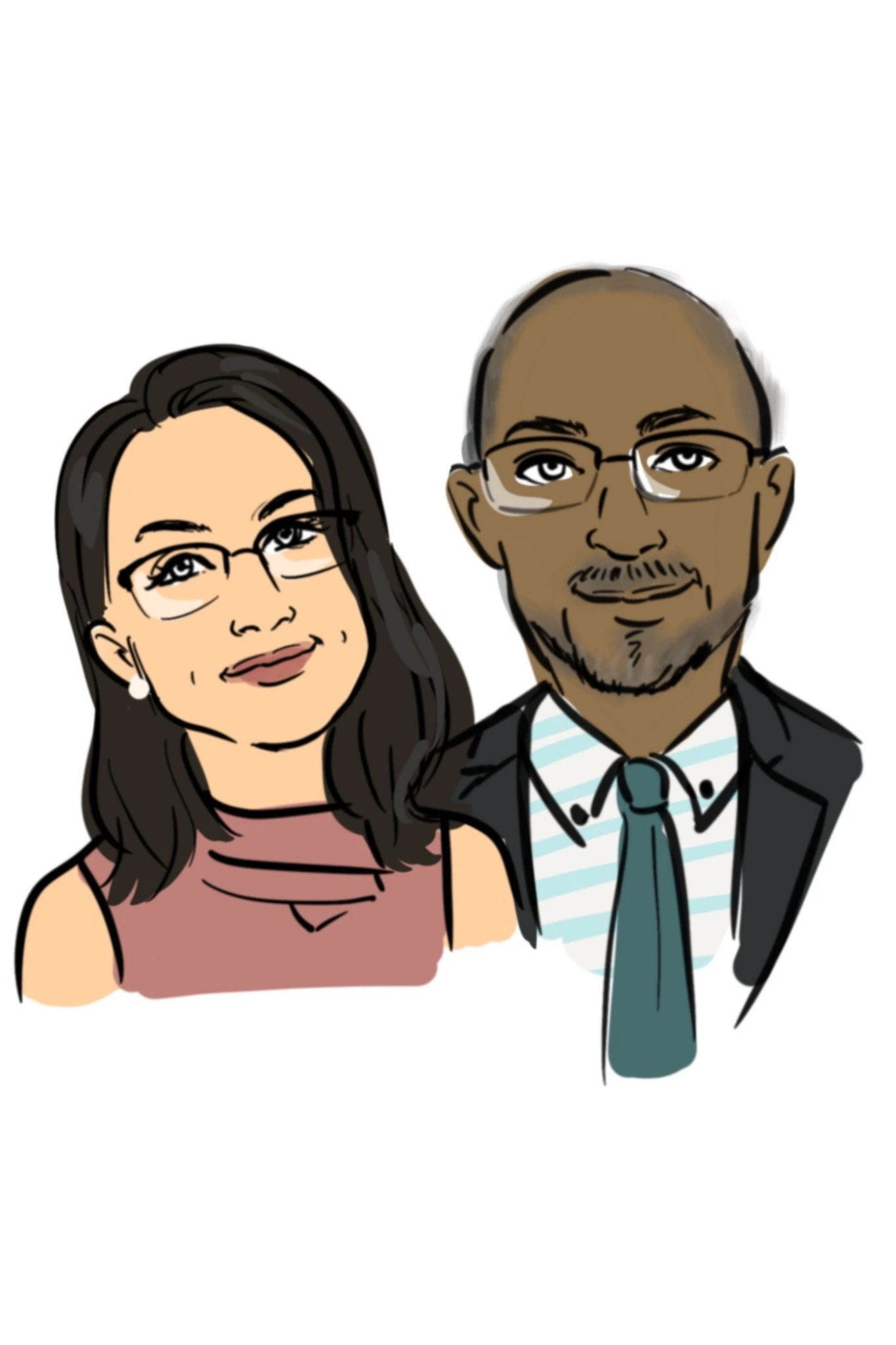 Digital portrait of a couple wearing glasses