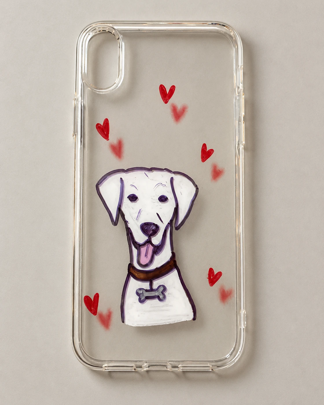Dalmatian portrait with hearts on a clear phone case